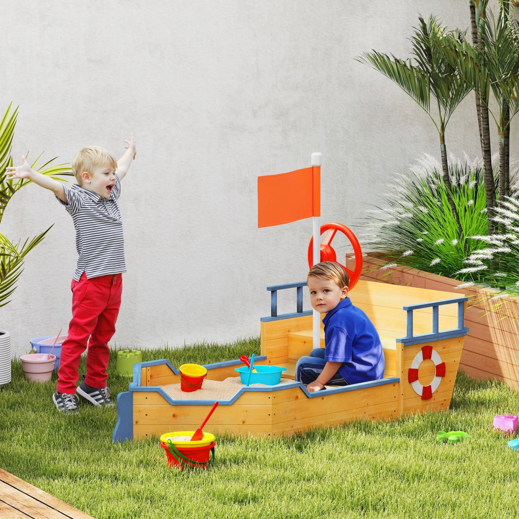 Sandbox Barca Pirata ¨C Zephmum ¨C Rosso con Vela e 2 Scalini