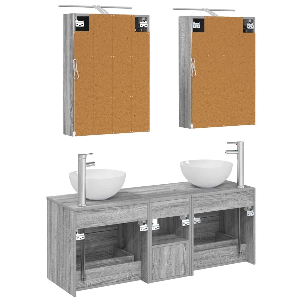 Set di mobili per il bagno 5 pcs Sonoma grigio 3406724