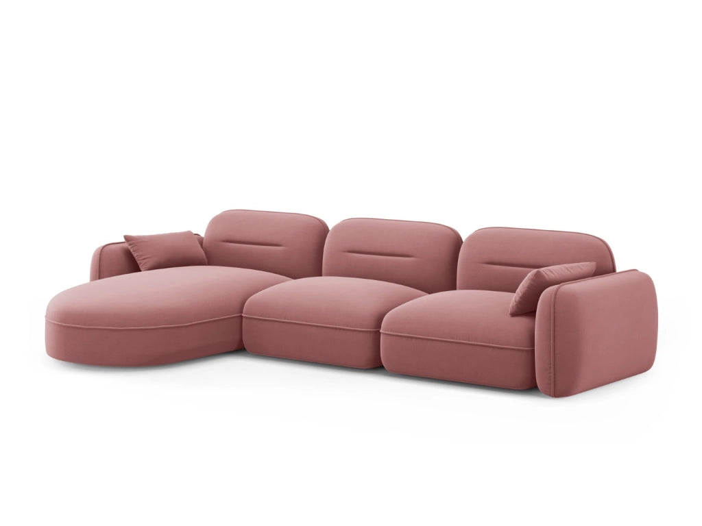 Cosmopolitan Design - Divano angolare modulare sinistro "Sydney" 4 posti in velluto salmone 