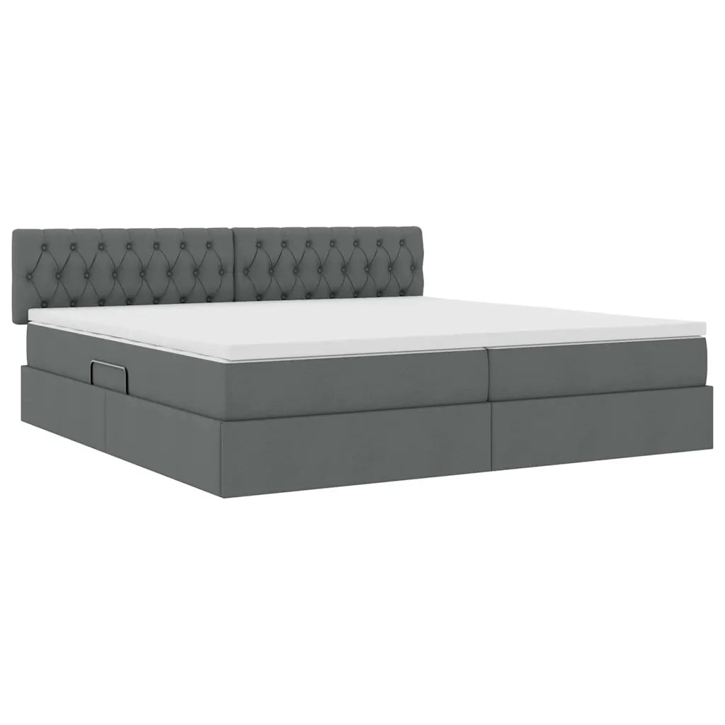 Letto con contenitore e materasso Grigio scuro 200 x 200 cm