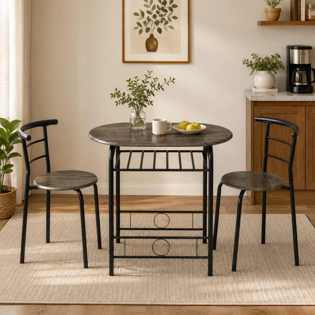 Set bistro 80x53x74.5 cm con ripiano; in metallo; nero