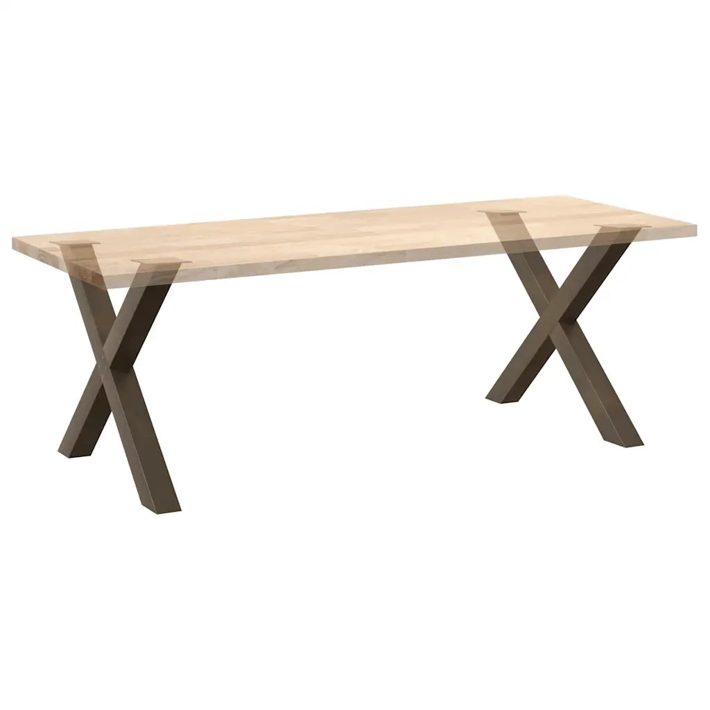 Gambe per tavolo da pranzo a forma di X 2 pz in acciaio naturale 90x(72-73) cm 4012987