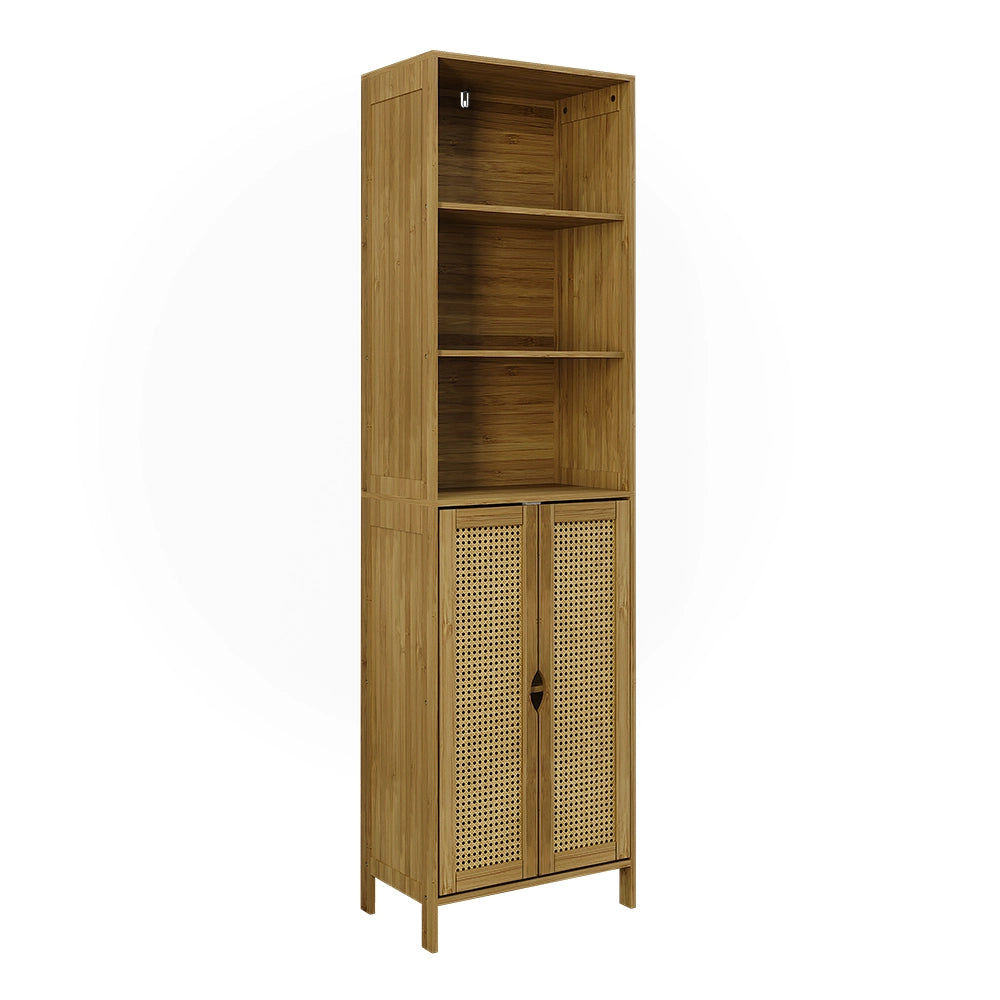 Vicco Armadio per il bagno Bambù 48 x 170 cm con 2 porte