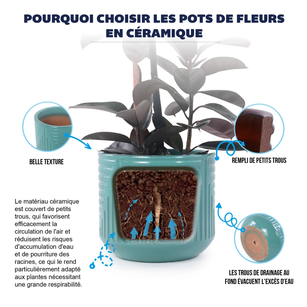 VASO DA FIORI IN CERAMICA Ø 42 CM CIANO, SINGOLO