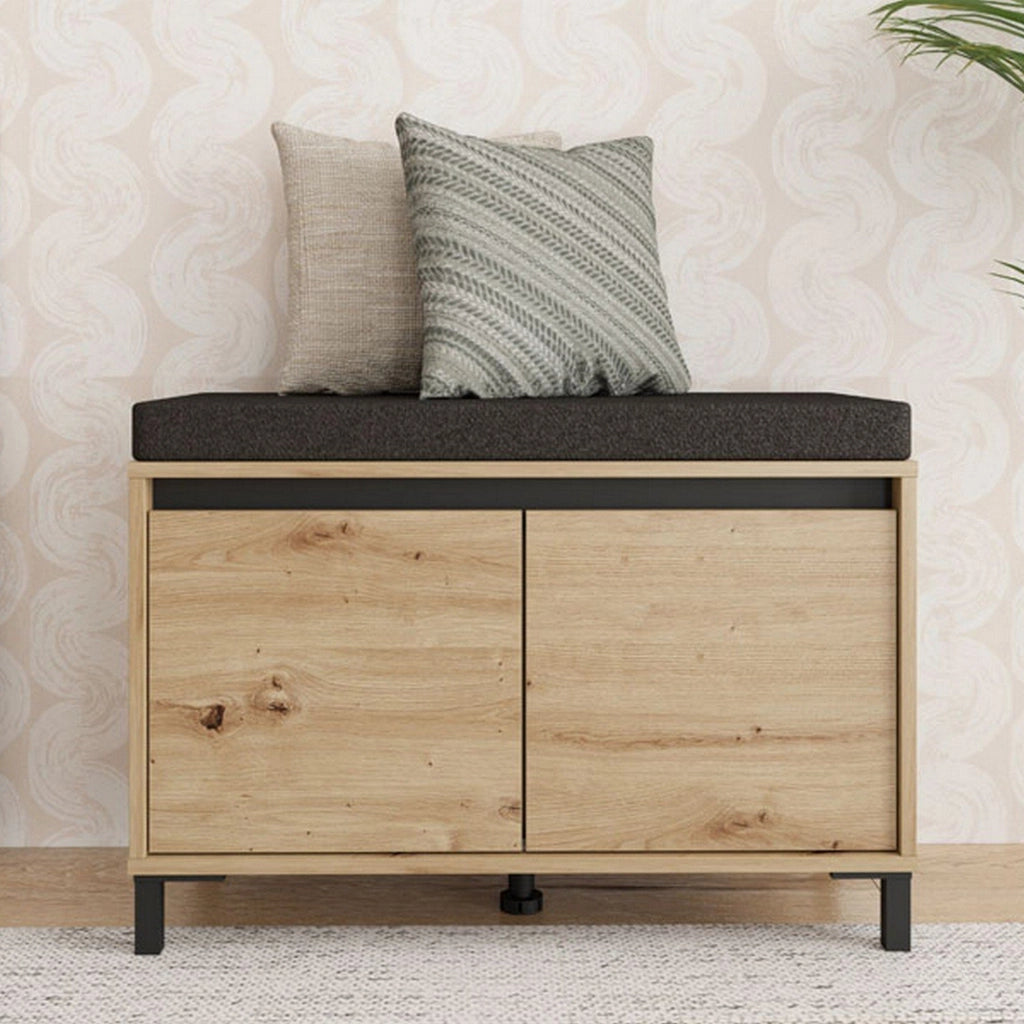 Varmo, Mobile da Ingresso un Ripiano, 80x40x57h cm Marrone Rovere Nodi