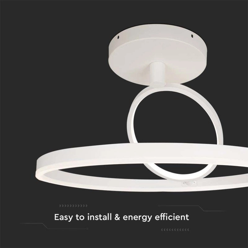 Plafoniera Lampadario LED 37W 4000lm Doppio Anelli Incrociate Colore Bianco D495mm 4000K SKU-14985