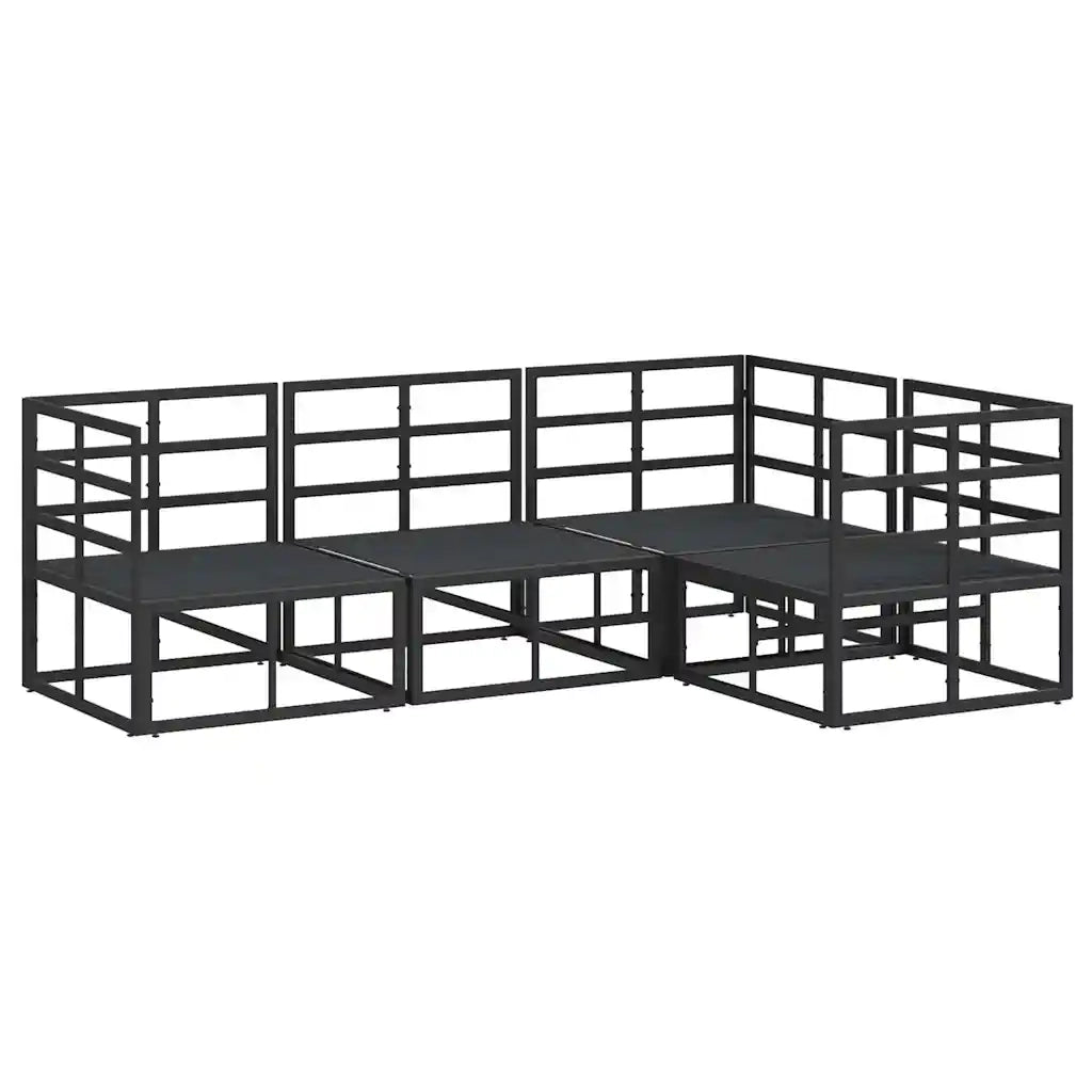 Set Divano da Giardino con cuscino 4 pcs Nero Alluminio 3378864
