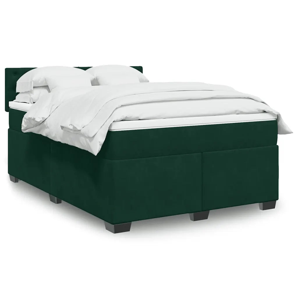 Giroletto a Molle con Materasso Verde Scuro 140x200 cm Velluto