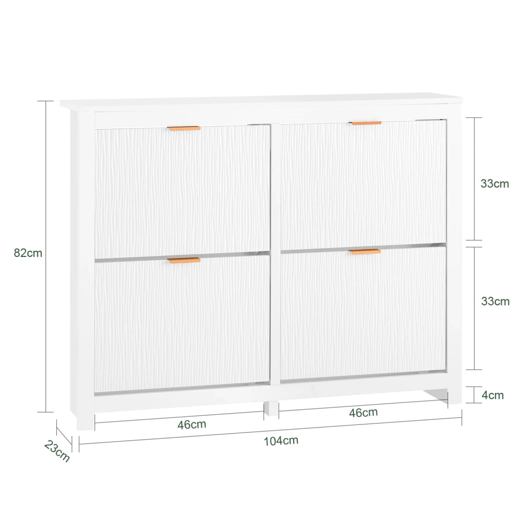 SoBuy Scarpiera Slim da Ingresso con 4 ante e 8 scomparti Salvaspazio Bianco 104x23x82cm FSR186-W