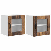 Pensile da cucina | Mobile in vetro da parete PORTO 2 pz Legno vecchio