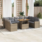 Set Divano da Giardino 10 pz con Cuscini Beige in Polyrattan 3327083