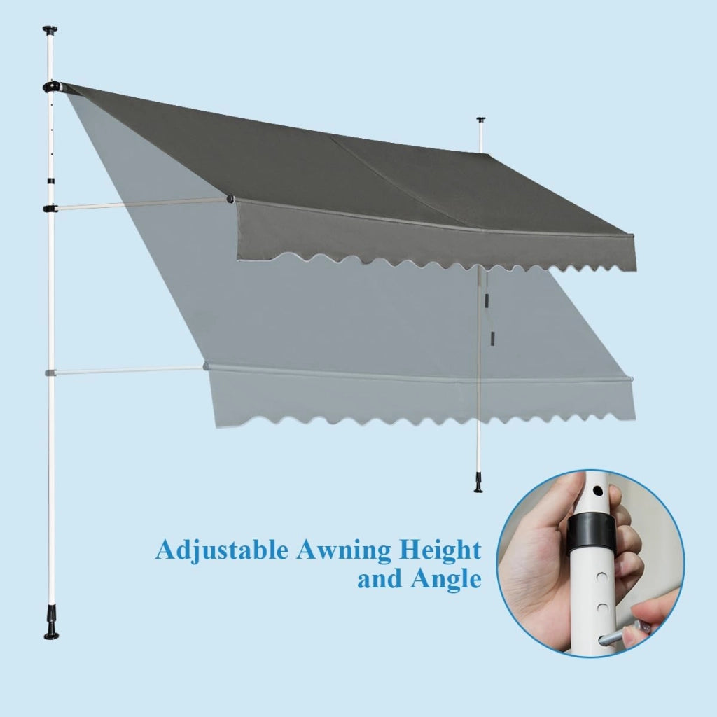 Tenda avvolgibile per esterni, tenda manuale con altezza regolabile tra 190 e 300 cm, tenda da sole per terrazza, balcone, giardino, 250 x 120 cm