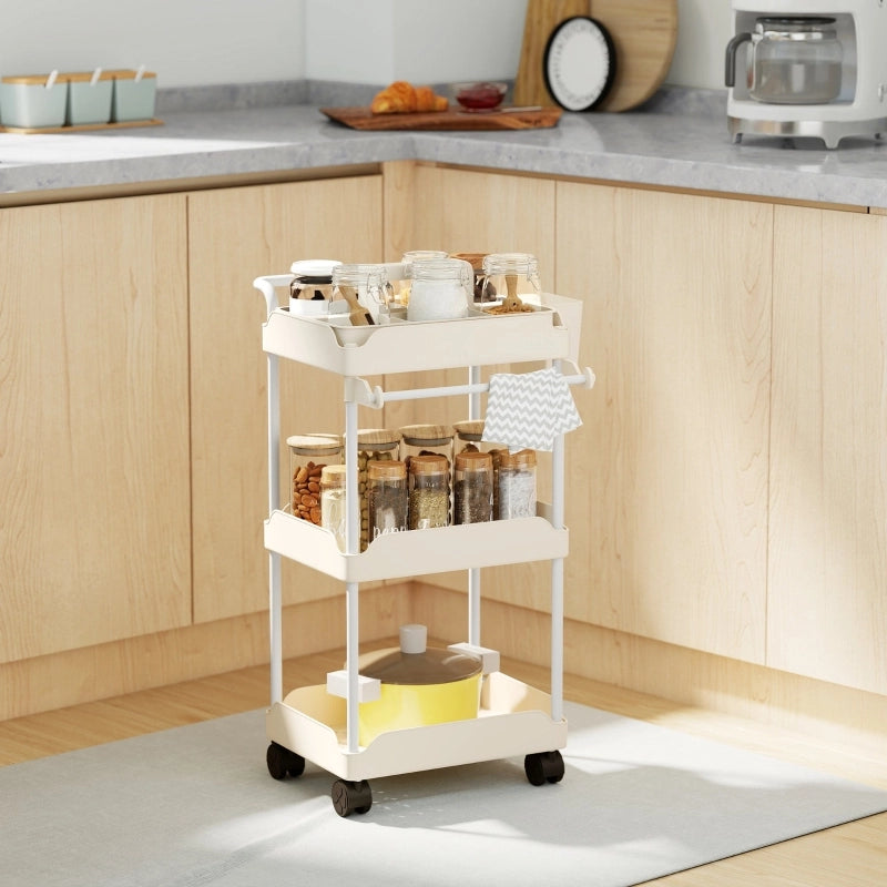 CARRELLO PORTAOGGETTI con 3 cesti 42 x 42,5 x 76 cm metallo bianco