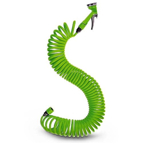 Tubo Estensibile Giardino 15mt con Pistola Irrigazione 4 Getti Terrazzo Piante Fiori