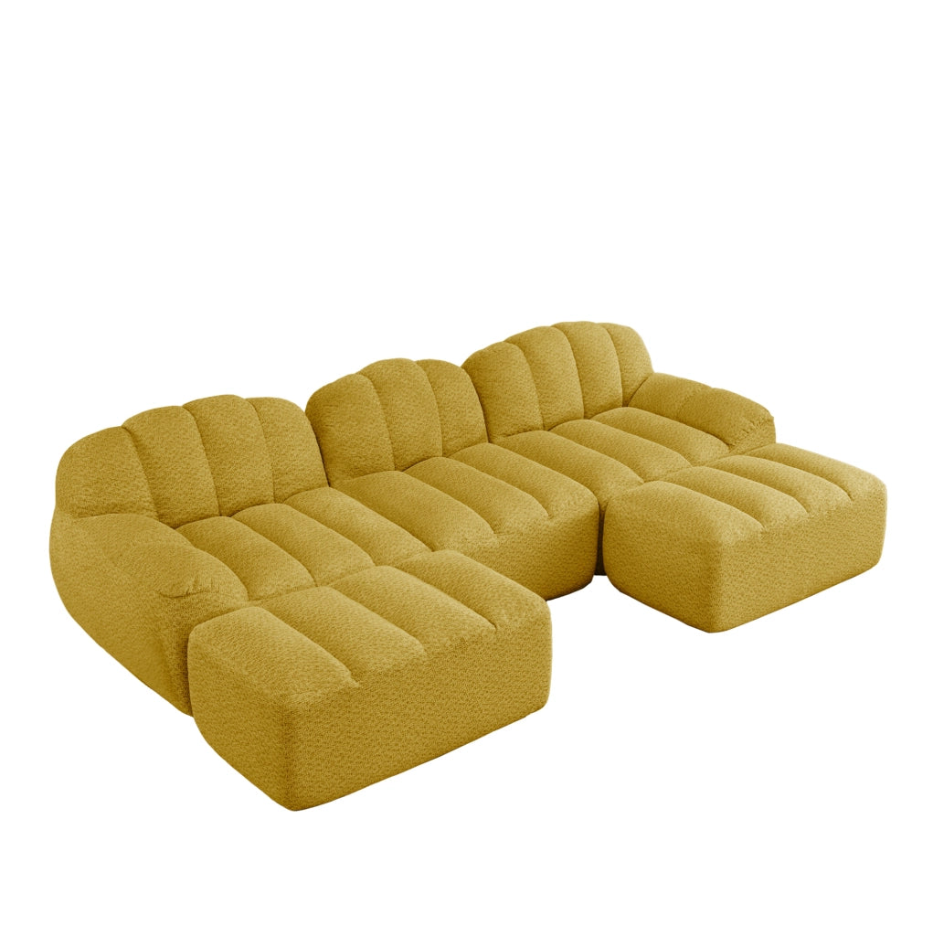 Divano modulare ad angolo senza struttura 288x165x79 cm in fleece granulare giallo