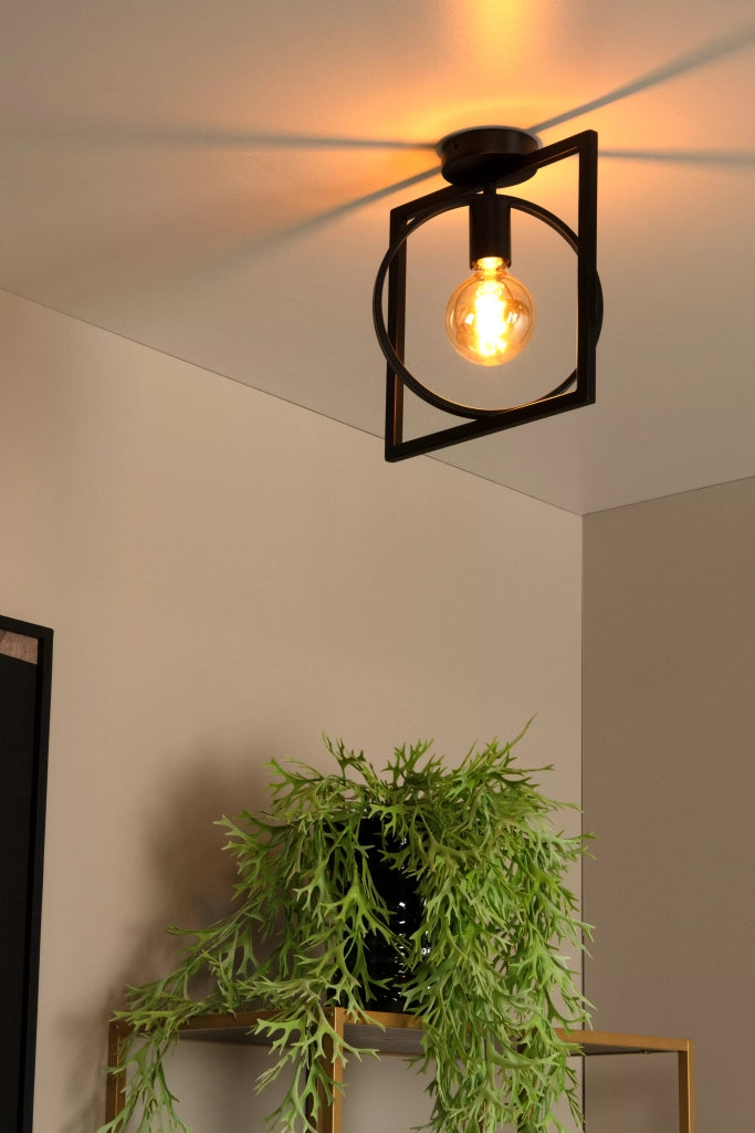Plafoniera vintage in metallo nera Lucide SUUS E27 40W