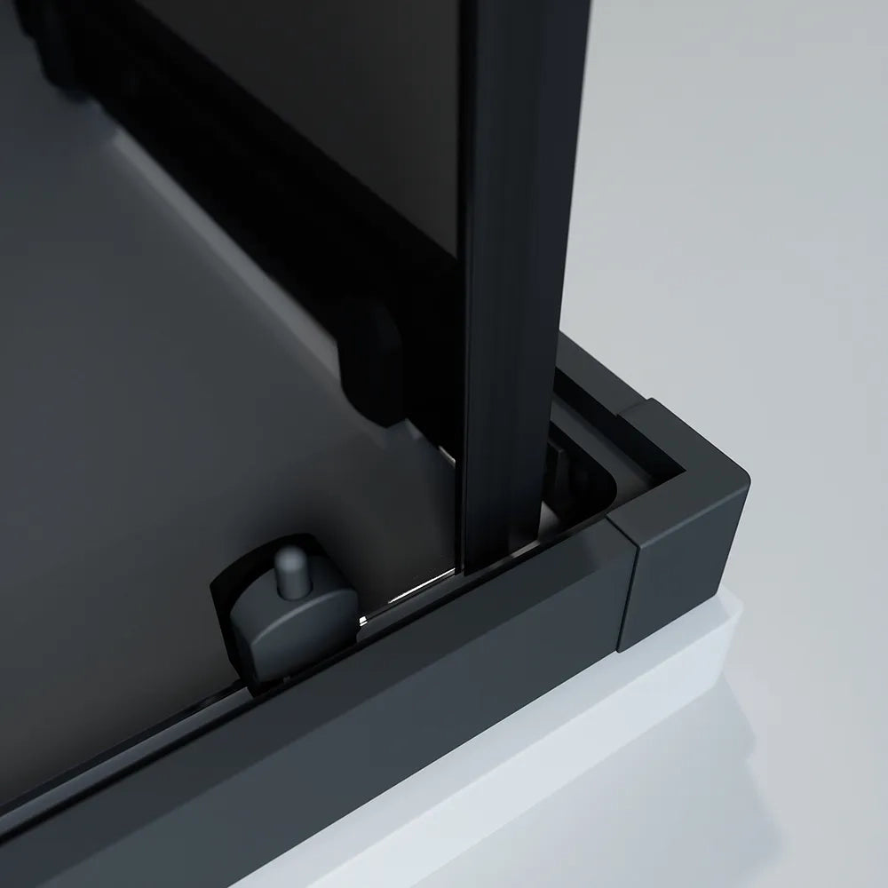 Box doccia nero opaco 3 lati 70x100x70cm con doppio scorrevole e vetro 6mm fumè h185cm | Tonga