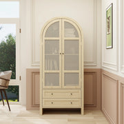 Armadio Multiuso Boho con Ante in Rattan e Cassetti ¨C MINIMAL ¨C Naturale, 79x39.5x178 cm