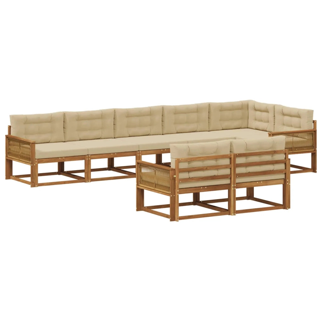 Set di divani da esterno con cuscino 8 pcs Naturale e Beige 3382671