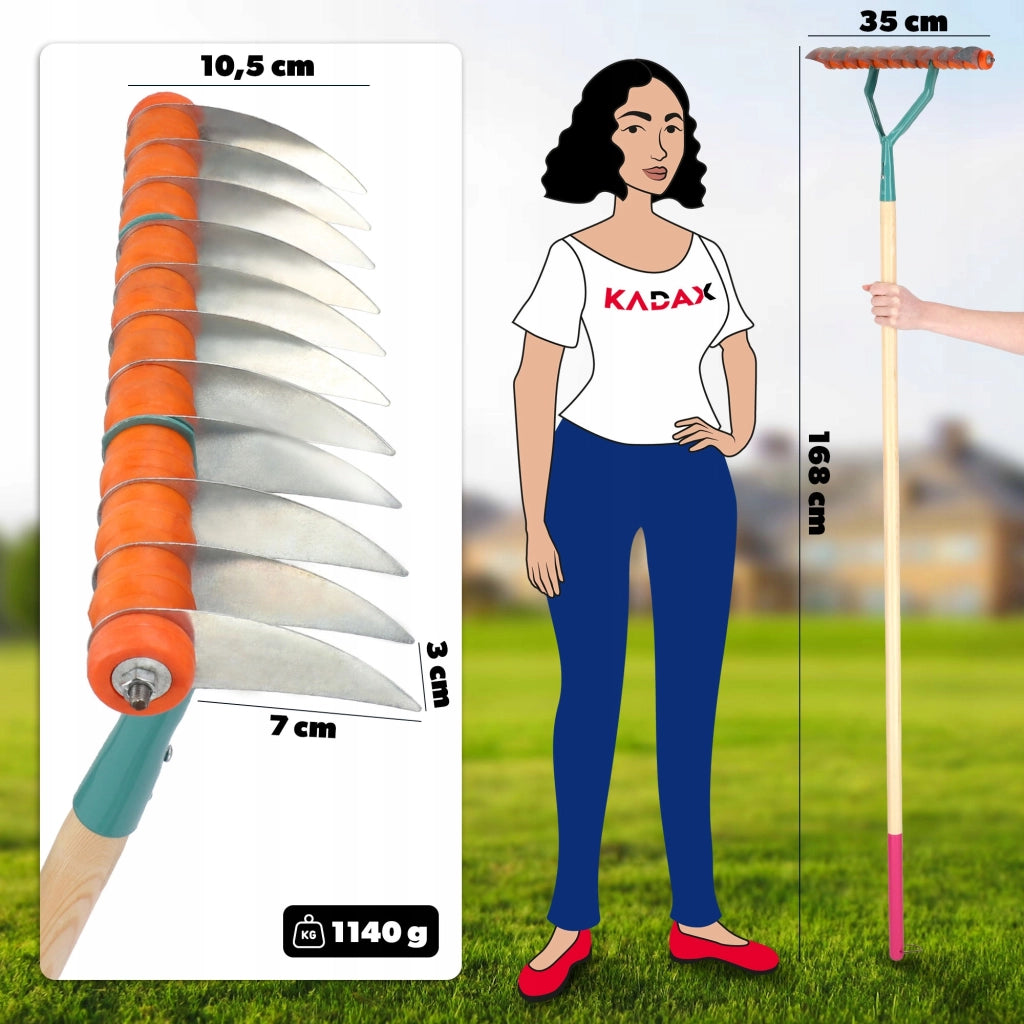 KADAX Aeratore manuale per prato, scarificatore in metallo a lato singolo