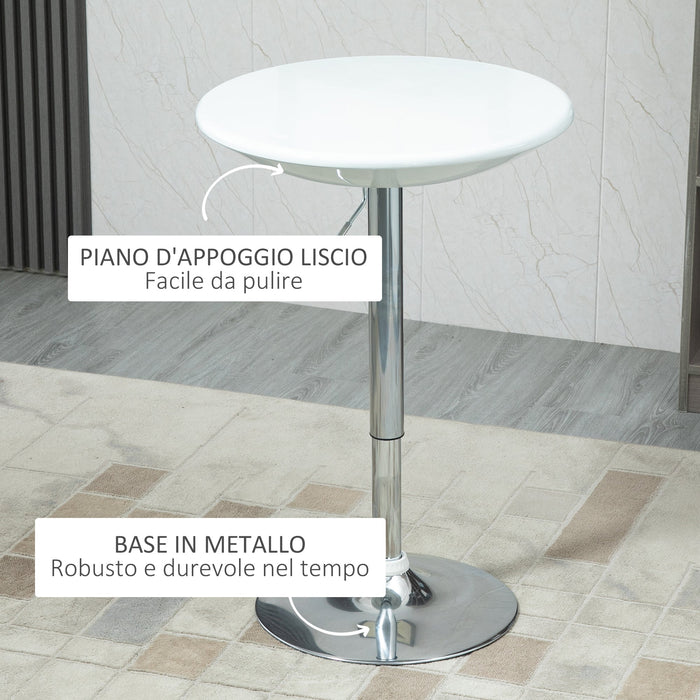 Tavolino da Bar Ø61x76-97 cm in Acciaio e ABS Bianco