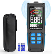 Misuratore di Umidità per Legno e Temperatura Ambientale - Schermo LCD - Allarme Udibile - Digitale - Strumento di Misura per Parete e Pavimento - Materiali da Costruzione - Placca di Gesso - Batteria AAA