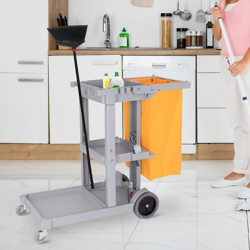 Carrello per Pulizia Professionale ¨C Minimal ¨C Grigio e Giallo 121x50.5x96.5 cm