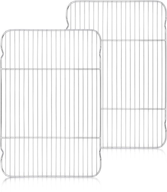 Bakrek in acciaio inossidabile, 2 pezzi, dimensioni 42 x 29,2 x 1,8 cm, per uso in forno, griglia, raffreddamento, salutare, lavabile in lavastoviglie