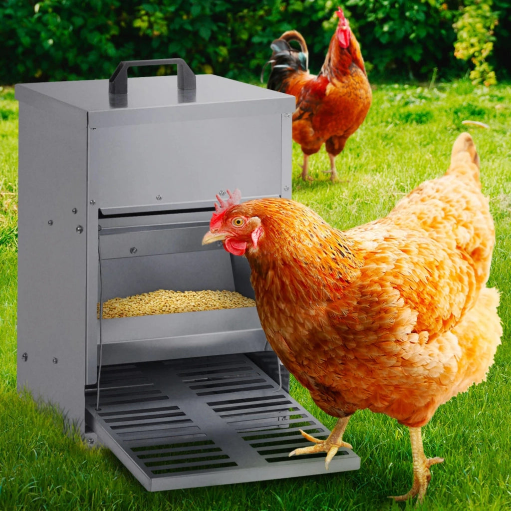 IDMarket - Mangiatoia per polli a pedale dosatore automatico 5 kg disinfestazione