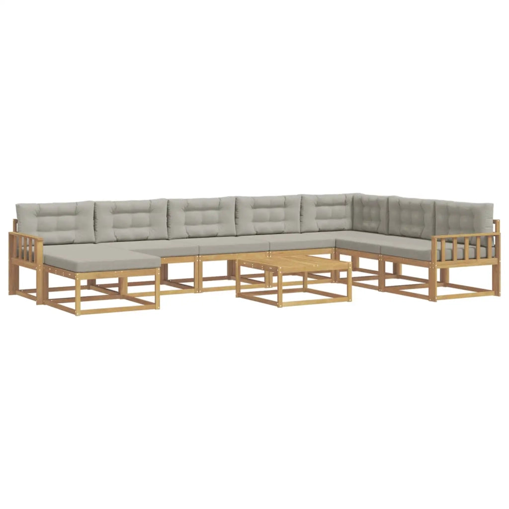 Set di divani da esterno 9 pz Bianco e Grigio Chiaro 3386895