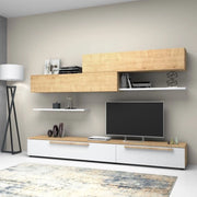 Parete attrezzata rovere bianco larice  260x42xh.220 cm