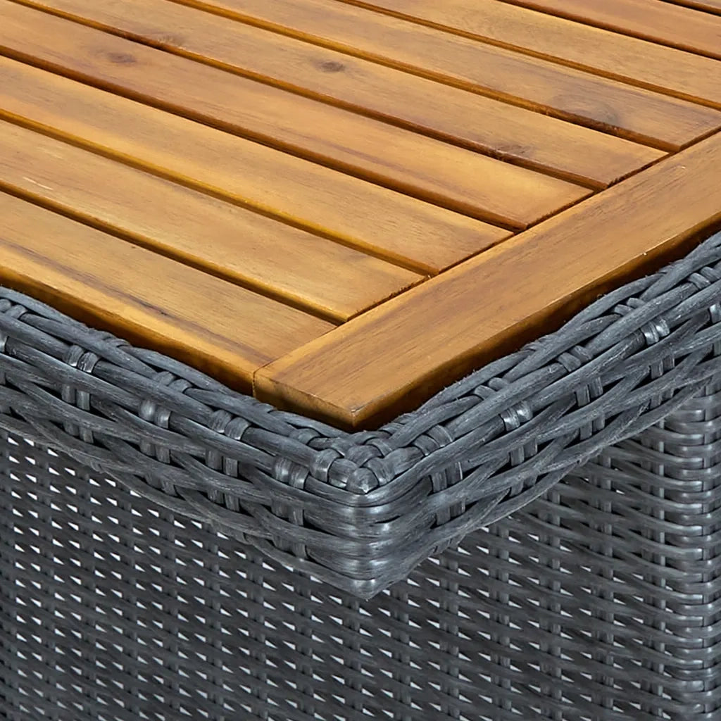 Tavolo da Giardino | Tavolino da esterno Grigio Scuro in Polyrattan e Massello Acacia