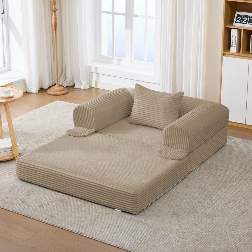 Divano letto singolo ¨C Minimal ¨C tessuto cord grigio, salvaspazio