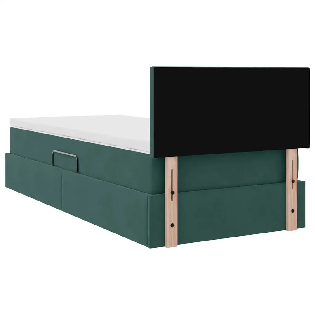 Letto con contenitore e LED Verde Scuro 90 x 200 cm Velluto 3371310