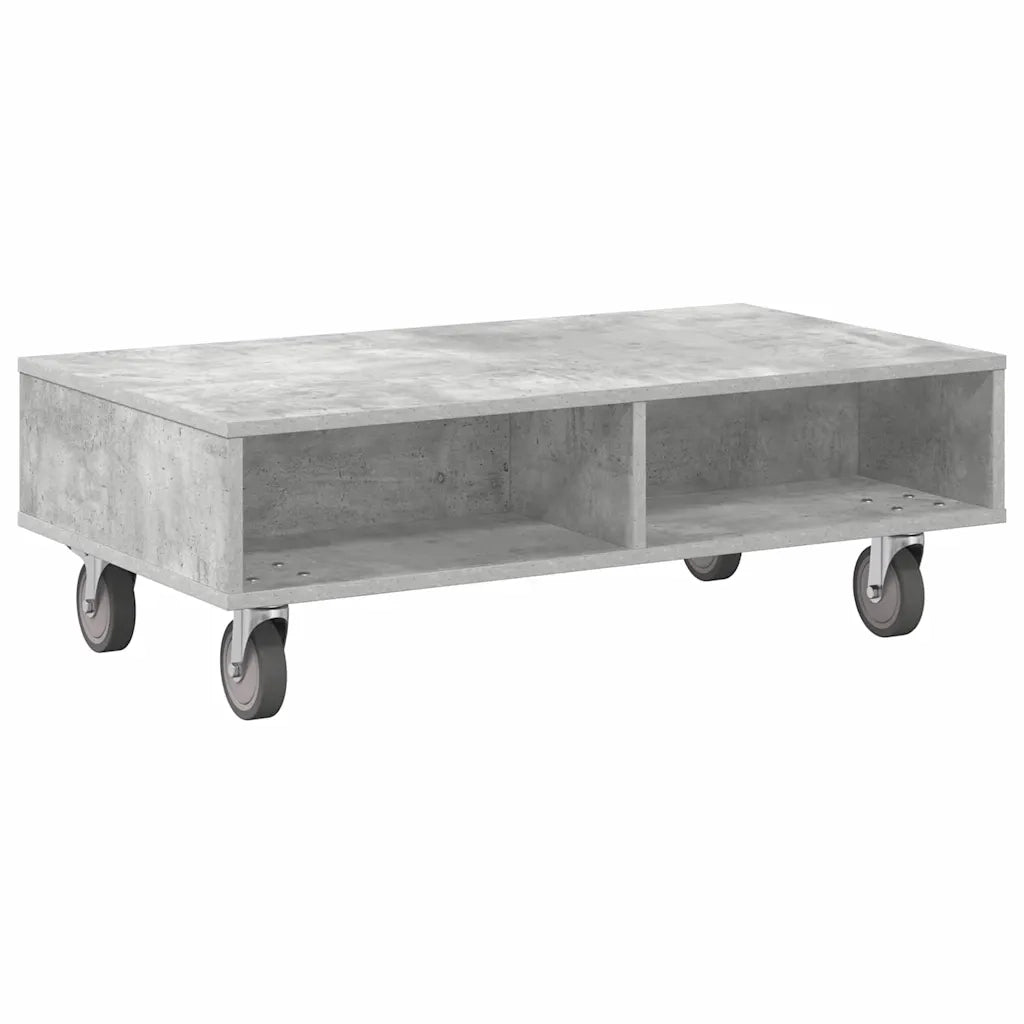 Tavolino con Ruote Grigio cemento 90 x 50 x 30 cm 891019