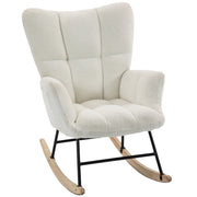 Fauteuil à Bascule, Assise Rembourrée, Poches Latérales, Crème