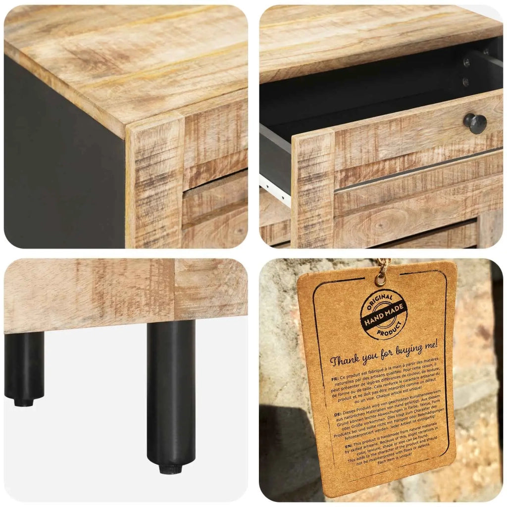 Comodino Naturale 50 x 33 x 60 cm Legno di mango massello 4018852