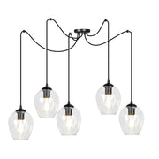 Lampadario Emibig LEVEL spider 5xE27 nero vetro trasparente