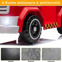 Macchina Elettrica per Bambini Camion dei Pompieri Telecomandato 12V 7,5Ah Rosso