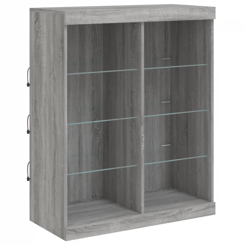 Credenza | Madia | Buffet da pranzo | Armadio da pranzo con Luci LED Grigio Sonoma 202x37x100 cm