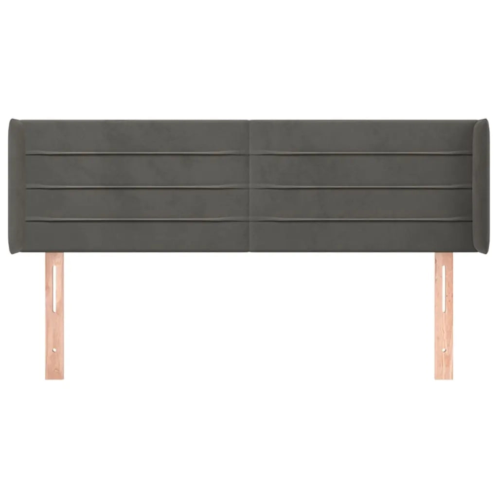 Testiera | Testata ad Orecchio Grigio Scuro 147x16x78/88 cm in Velluto