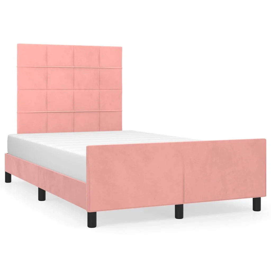 Giroletto con Testiera-Struttura Letto con testiera Rosa 120x200 cm in Velluto 244847