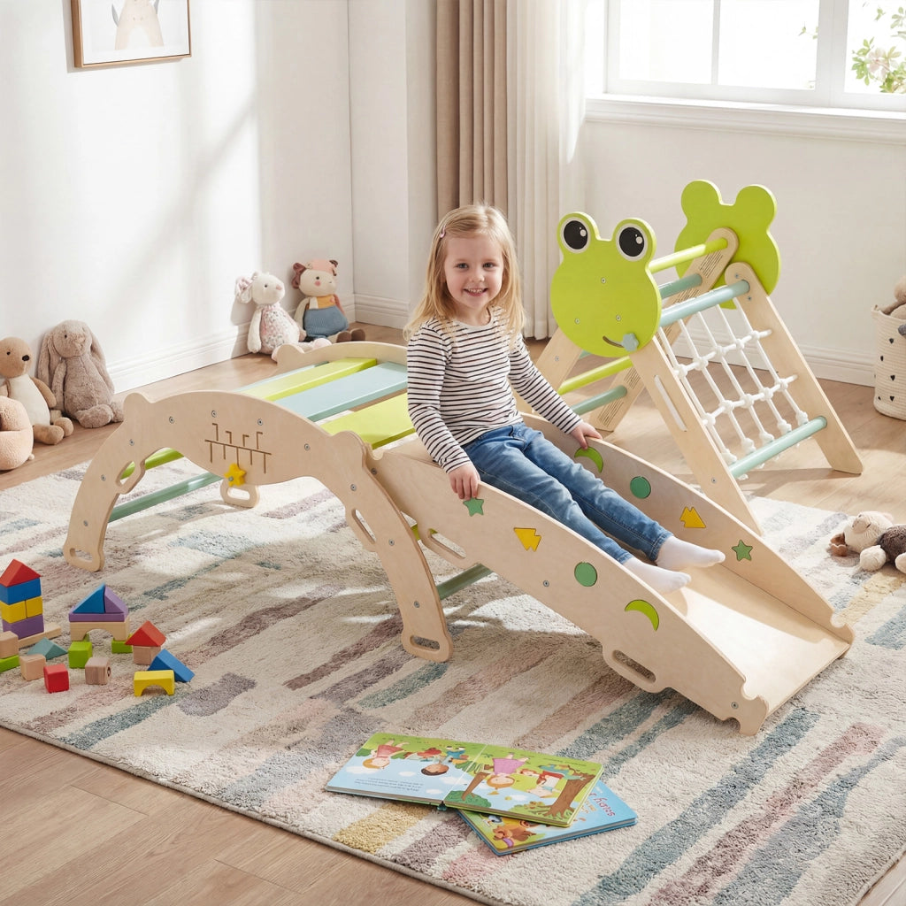 Set di arrampicata a triangolo giungla pieghevole arco rampa scalatore-Gioco montessori blocchi labirinto per neonati bambini arrampicata