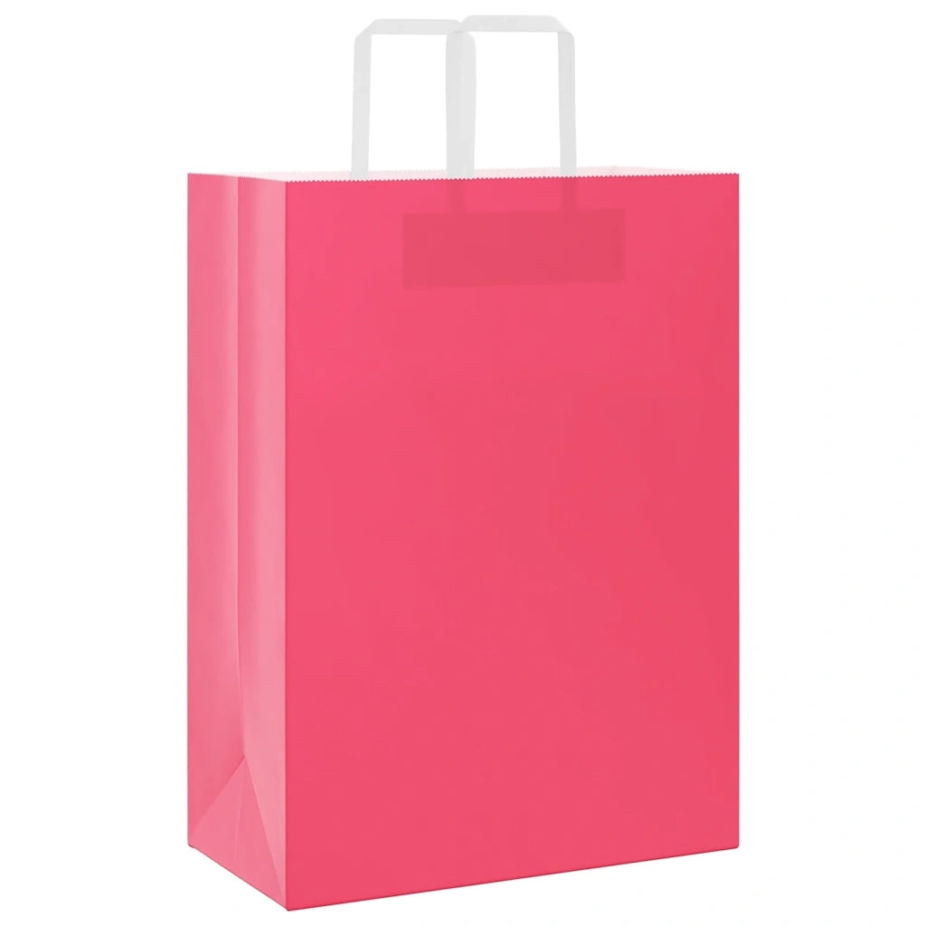 vidaXL Sacchetti di Carta 250 pz con Manici Rosa 32x17x44 cm