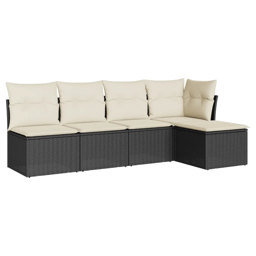 Set Divani da Giardino 5 pz con Cuscini in Polyrattan Nero 3249355