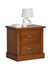 Comodino 2 cassetti in legno massiccio arte povera noce bassano 53x36x59 - Mobili 2G