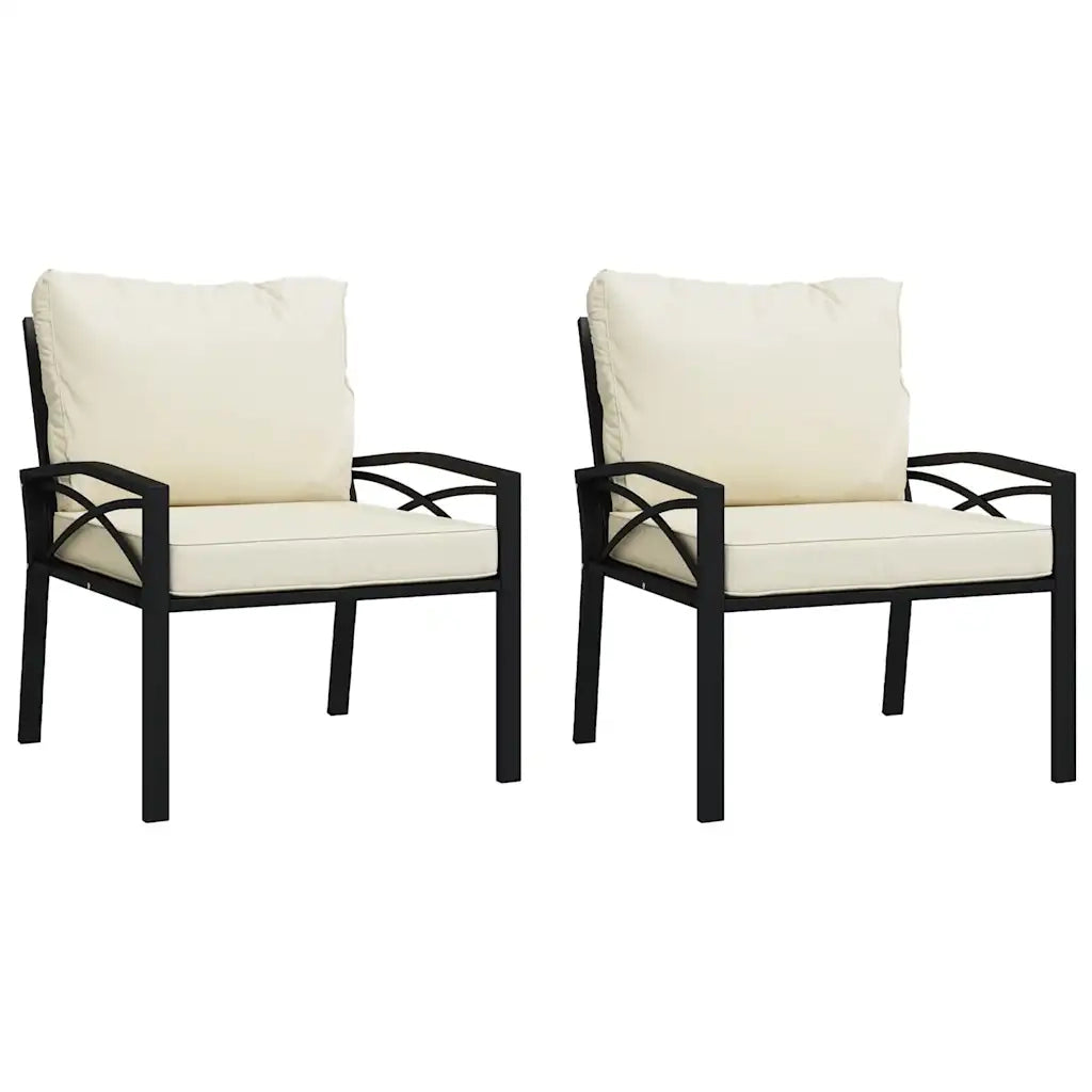 Sedia da patio-Sedie da Giardino con Cuscini Sabbia 2pz 68x76x79 cm Acciaio