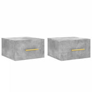 Set di 2 Comodini | Armadio da Notte | Mobiletto da notte a Muro Grigio Cemento 35x35x20 cm