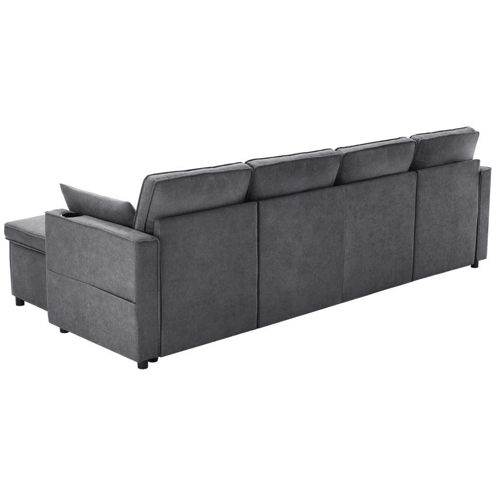 Divano letto angolare a U grigio 270 cm con contenitore