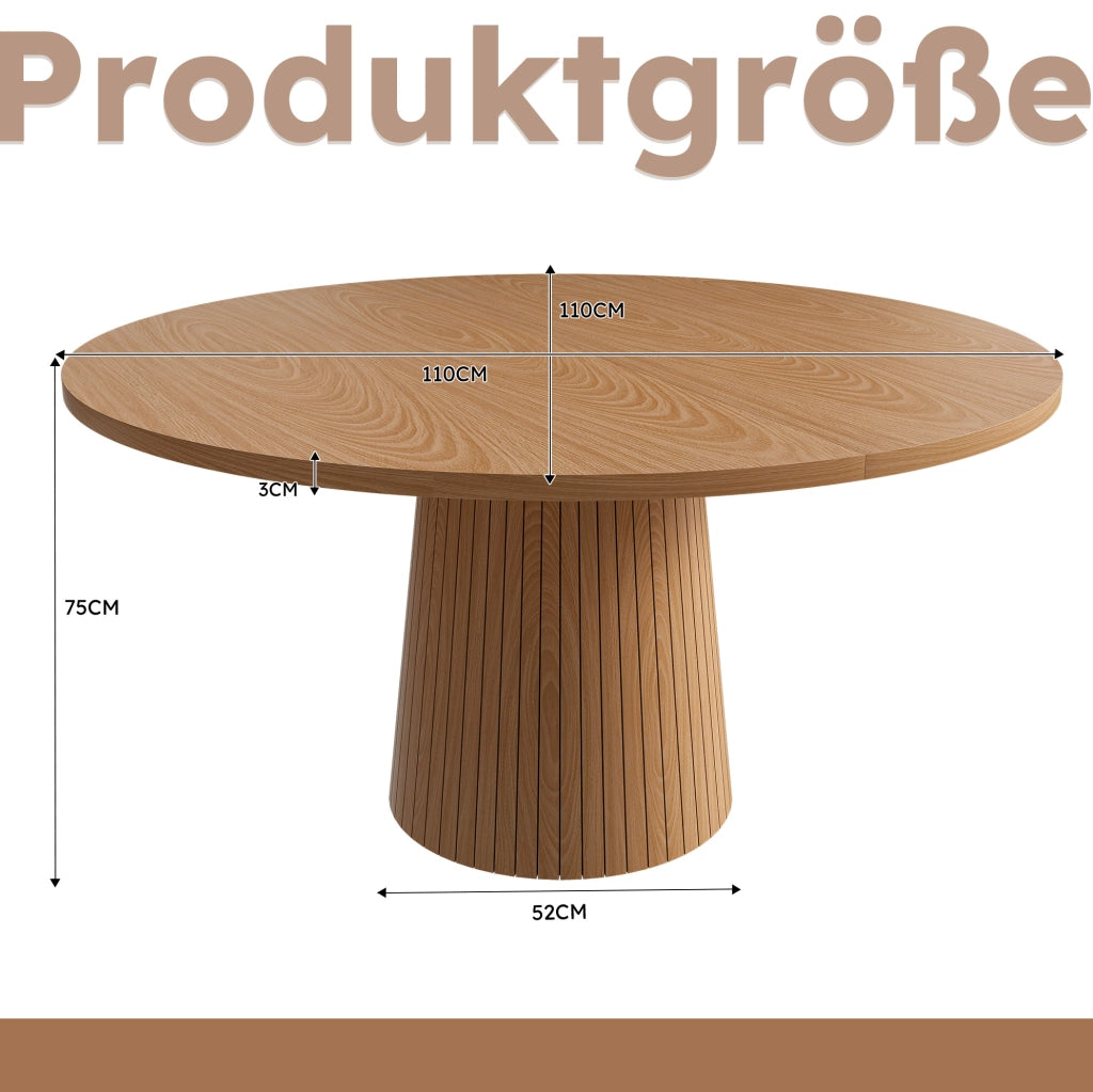 Tavolo da pranzo rotondo ?110 cm in MDF con impiallacciatura rovere; colore rovere